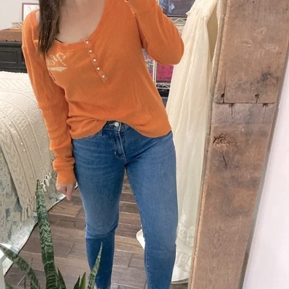 Harley Davidson orange knit top size large - Picture 2 of 11